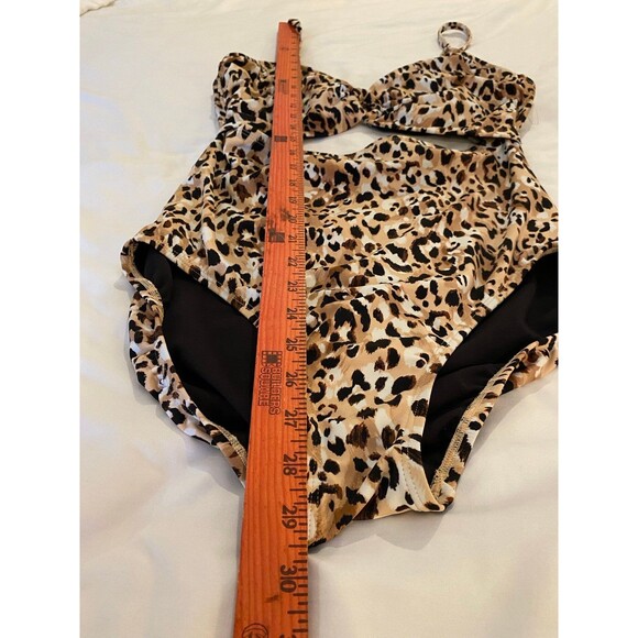 Time and Tru One Piece Swimsuit Womans Large Cheetah Animal Print Sexy Bikini - Picture 10 of 10
